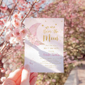 Boho roze Waterverf over het maan Baby shower Ronde Sticker