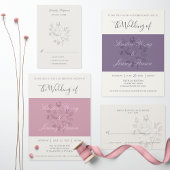 Modern Rose Botanical Wedding RSVP Kaartje
