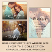 Boho Heart Script Kalligrafie Huwelijksceremonie Programmakaart