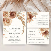 Moderne Boho Terracotta Bloemen Huwelijk Uitnodigingen Wikkel