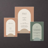 Modern Boho Geometric Arch Sage Green Wedding Kaart (Personaliseer de collectie van deze zelfstandige maker.)