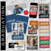 Multi Photo Graduation Party Folie Uitnodiging Briefkaart