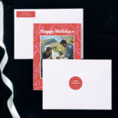 Modern Holiday Bold Red & Pink Ribbon Pattern Ronde Sticker (Personaliseer de collectie van deze zelfstandige maker.)