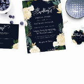 Moderne Botanische Trouw Dankkaart in Marineblauw Bedankkaart