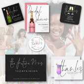 Champagnefles Wit Script Zwart Vrijgezellenfeest Kaart