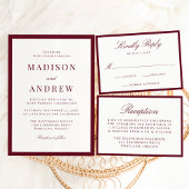 Modern Burgundy Border Wedding Kaart