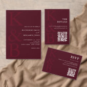 Modern Burgundy Minimalist Wedding Save The Date (Personaliseer de collectie van deze zelfstandige maker.)