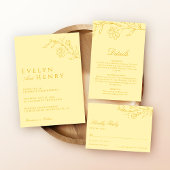 Modern Chic Butter Yellow Floral Wedding Menu