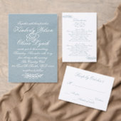Rustige Waterverf Dusty Blue Natuur Leafy Wedding Informatiekaartje (Personaliseer de collectie van deze zelfstandige maker.)