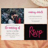 Moderne kalligrafie Pink Engagement party Kaart