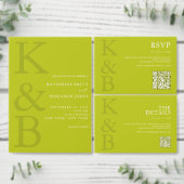 Modern Chartreuse Monogram Minimalist Wedding RSVP Kaartje (Personaliseer de collectie van deze zelfstandige maker.)
