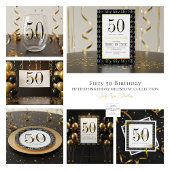 Modern Typography 50th Birthday Party Black Gold  Folie Uitnodiging