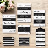 Moderne zwart-witte strepen Elegante bruiloft All In One Uitnodiging