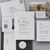 Moderne Chique Zwart-Wit Bruiloft Huwelijksreis Wi Informatiekaartje