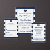 Moderne Chileense marine en witte bruiloft redden  Aankondigingskaart (Personaliseer de collectie van deze zelfstandige maker.)