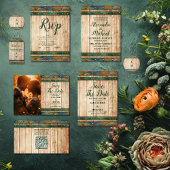 Moderne chique wijngaard bruiloft all in one uitnodiging