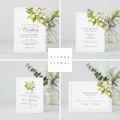 Citrus Bloemen Bruiloft Menu Kaarten