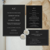 Elegant Black Monogram Wedding Bedankdoosjes