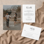 Moderne minimalistische handschriftenfoto bruiloft menu (Personaliseer de collectie van deze zelfstandige maker.)