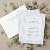 Modern Classic Stripes Dusty Blue QR Code Wedding  Kaart (Personaliseer deze collectie van deze onafhankelijke maker. Test)