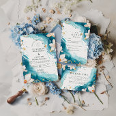 Modern Coastal Seashell Watercolor Wedding Kaart