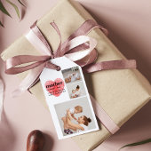 Moderne collage foto's en rode hartritme latte mok