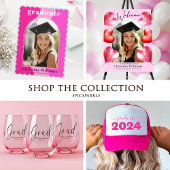 Peach Modern Elegant Arch Fotoafstudeerfeest Kaart