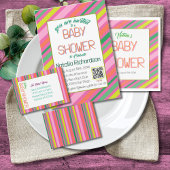 Candy Stripe Pink Colorful Rainbow Baby Shower Servet
