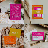 Moderne Heet Roze Vette Foto Opslaan De Datum Kaart