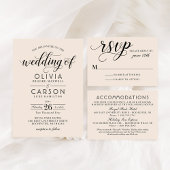 Modern Cream and Black Wedding Monogram Servet