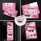 Moderne cupcake bakkerij winkel gebak dessert taar briefkaart
