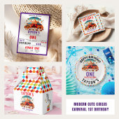 Modern Schattige Circus Carnaval 1e verjaardag Bedankkaart