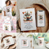 Modern Cute Circus Carnival Festival 1e verjaardag Papieren Bordje