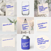 Personalized Modern Bright Blue Retro Baby Shower  Blikjeskoeler
