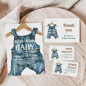 Modern Denim Blue Jean Baby Boy Baby shower Kaart