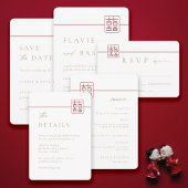 Modern Dubbel Geluk Chinese Bruiloft Details Kaart