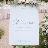 Minimal Dusty Blue Wedding Table Numbers 1–19 Bedankkaart