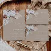 Modern aards beige boho bruiloft kaart