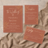 Elegante Aardse Bruine & Gouden Bloemen Huwelijk Save The Date (Personaliseer de collectie van deze zelfstandige maker.)