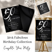 Modern Elegant Black White Fifty Fabulous Birthday Medium Cadeauzakje