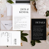 Elegant Monogram Zwart Wit Bruiloft BOLD BIG Menu