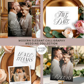 Modern Elegant Calligraphy Photo Wedding Save The Date