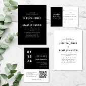 Moderne Elegante Zwarte & Witte Minimalistische Br Save The Date