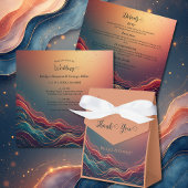 Elegant Gold Marble Navy Terracotta photo Wedding Bedankkaart