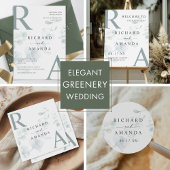 Modern Elegant Greenery Minimalist Wedding Save The Date