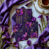 Luminous Violets Modern Purple Floral Wedding Kaart
