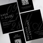 Moderne Elegante Minimalistische Zwart-wit bruilof Servet