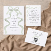Moderne Elegante Sage Groene Boog Monogram Bruilof Kaart (Personaliseer de collectie van deze zelfstandige maker.)
