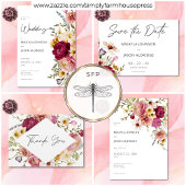 Moderne Elegante Zomer Meadow Bloemen Witte Huweli Informatiekaartje