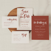 Modern elegant terracotta bruiloft kaart